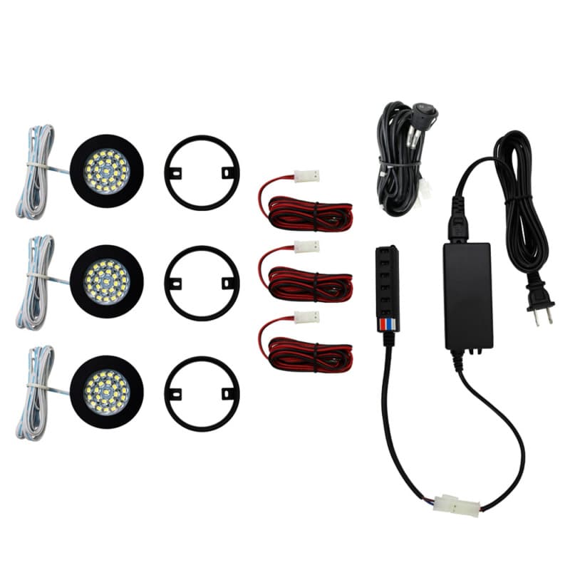 R506 2W Warm White 3 Light Puck Kit, Black