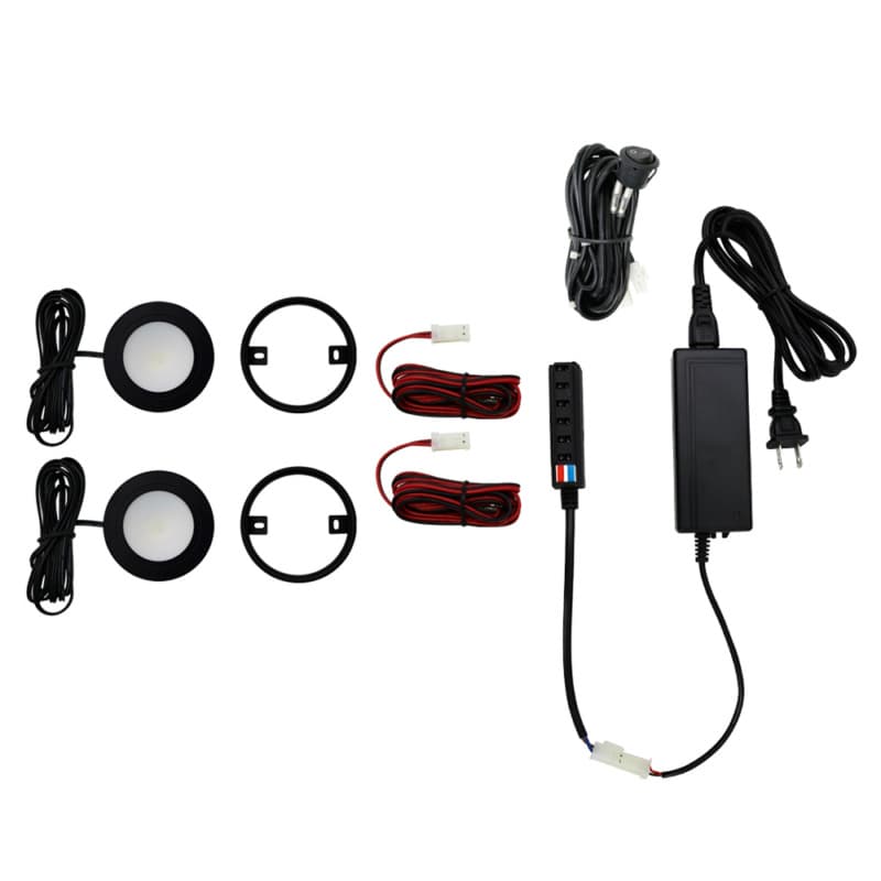 R515 3W Cool White 2 Light Puck Kit, Black