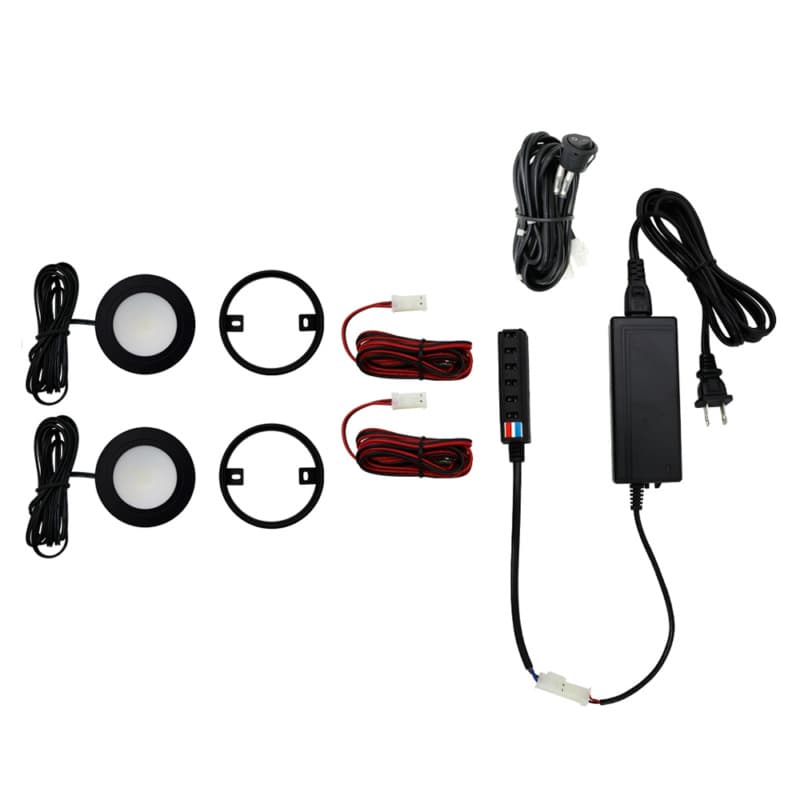 R514 3W Warm White 2 Light Puck Kit, Black
