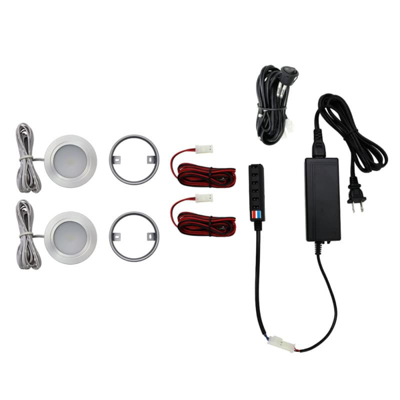 R513 3W Cool White 2 Light Puck Kit, Nickel