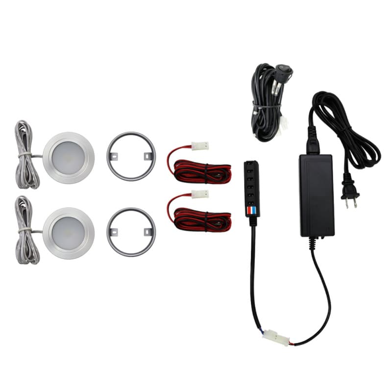 R512 3W Warm White 2 Light Puck Kit, Nickel