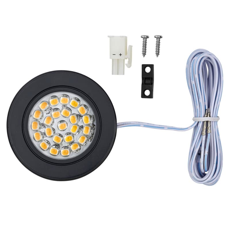 LED 2W Cool White Puck Light, Black