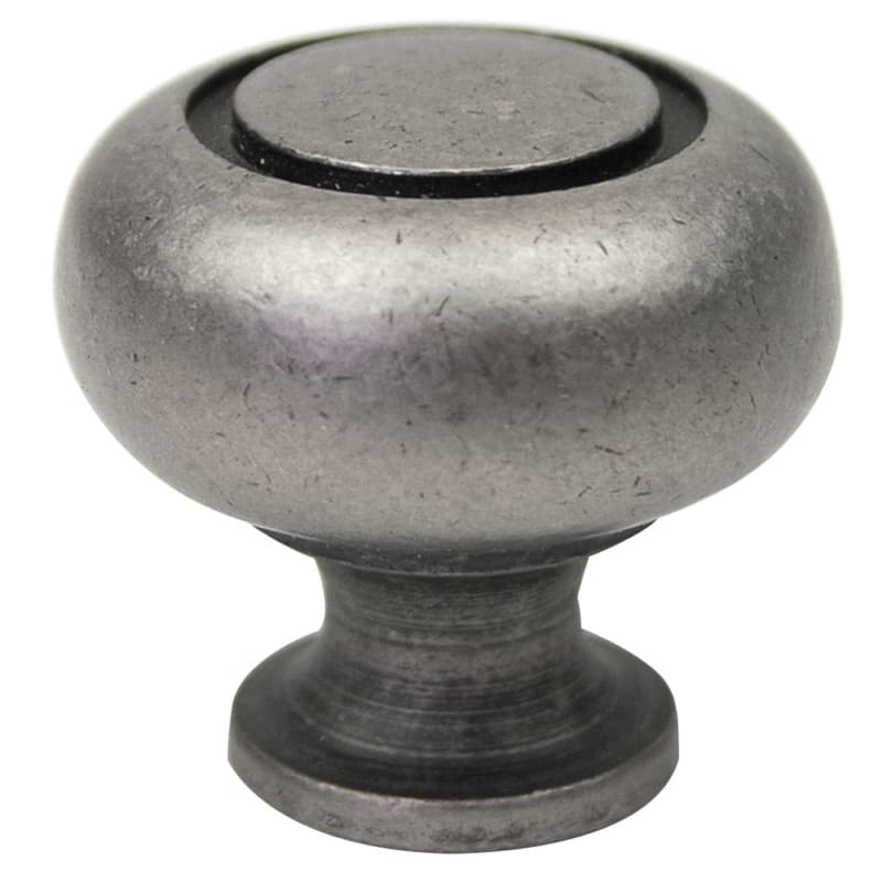1-1/4" Round Knob, Weathered Nickel, 1-1/4" Length