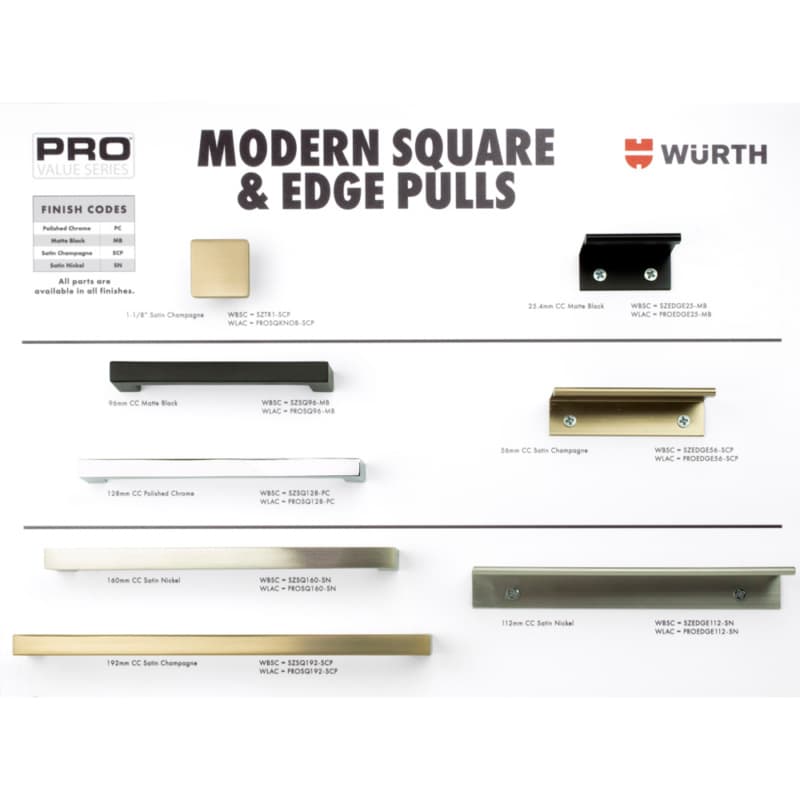 PRO Modern Square & Edge Pulls Display Board