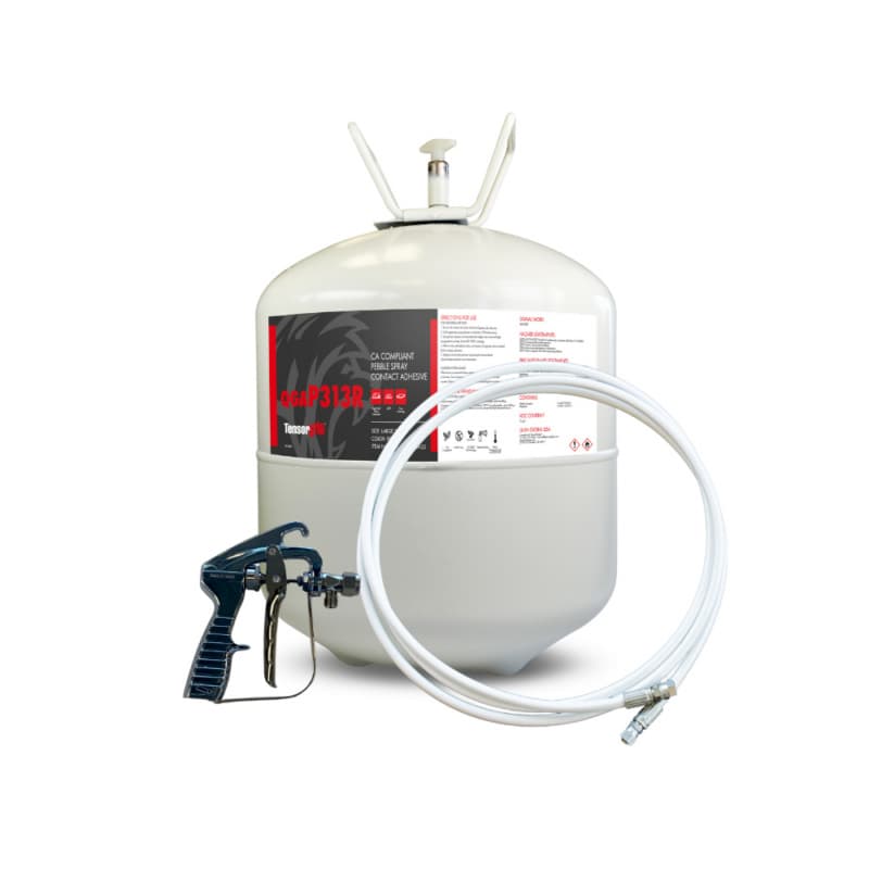 TensorGrip P313 Kit Low VOC Pebble Spray Contact Adhesive with Gun and Hose, 22lb Canister, Gun and Hose, Clear
