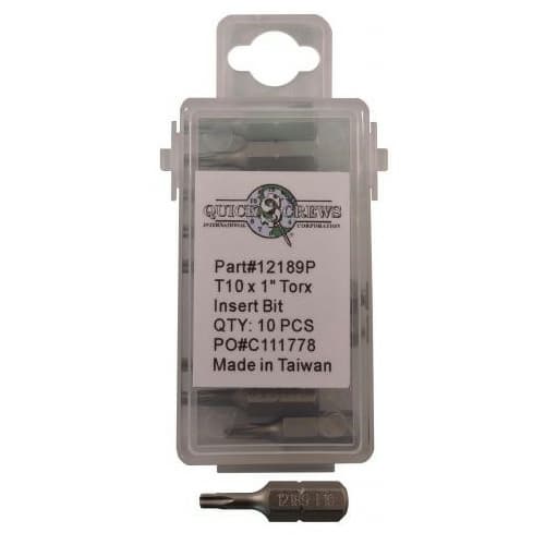 T10 x 1" Torx Drive Insert Bit (10/Box)
