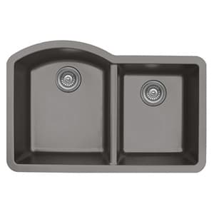 Karran QU-610-CN 32" Quartz Undermount Large/Small Bowl Kitchen Sink in Concrete