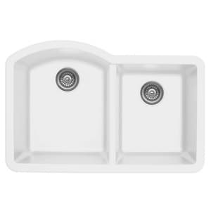 Karran QU-610-WH 32" Quartz Undermount Large/Small Bowl Kitchen Sink in White