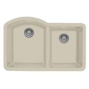 Karran QU-610-BI 32" Quartz Undermount Large/Small Bowl Kitchen Sink in Bisque