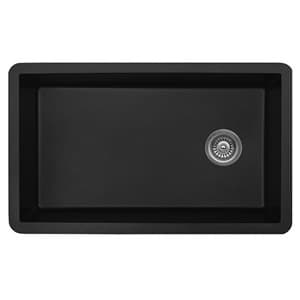 QU-670 Quartz Under Mount Extra Large Single Bowl Kitchen Sink, 31-5/8" x 19-1/8" x 9", Black