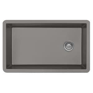QU-670 Quartz Under Mount Extra Large Single Bowl Kitchen Sink, 31-5/8" x 19-1/8" x 9", Concrete
