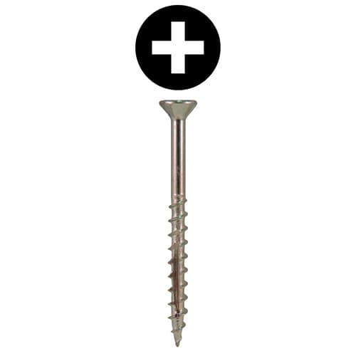 #8 x 1-5/8" Flat Head Assembly Screws, Phillips Drive Coarse Thread with Nibs and Double Auger Point, Zinc, Box of 1 Thousand by Quickscrews