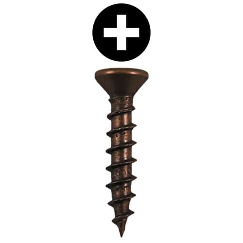 #6 x 1/2" Flat Head Drawer Slide Screws, Phillips Drive Coarse Thread and Sharp Point, Antique Brass, Box of 25 Thousand by Quickscrews