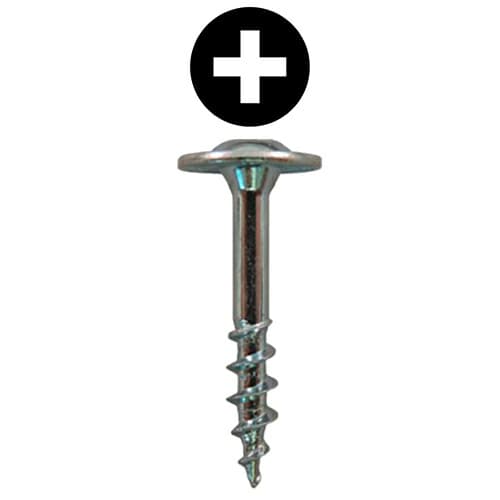 #8 x 1" Round Washer Head Drawer Front Adjusting Screws, Phillips Drive Coarse Thread and Sharp Point, Zinc, Box of 7 Thousand by Quickscrews