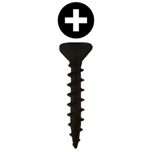 #8 x 1" Flat Head Assembly Screws, Phillips Drive Coarse Thread and Sharp Point, Black, Box of 10 Thousand by Quickscrews