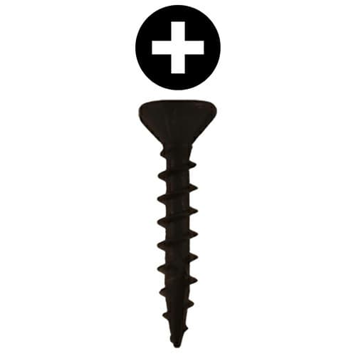 #8 x 1" Flat Head Assembly Screws, Phillips Drive Coarse Thread and Sharp Point, Black, Box of 1 Thousand by Quickscrews