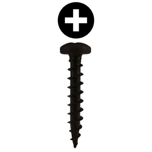 #6 x 5/8" Pan Head Hinge Edge Screws, Phillips Drive Coarse Thread and Sharp Point, Black, Box of 1 Thousand by Quickscrews