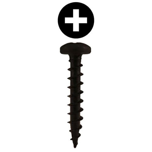 #6 x 1" Pan Head Hinge Edge Screws, Phillips Drive Coarse Thread and Sharp Point, Black, Box of 1 Thousand by Quickscrews