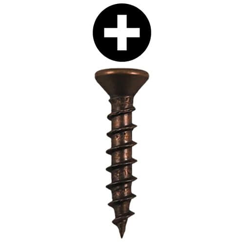 Quickscrews #5 Flat Head Phillips Drive Sharp Point Antique Brass Hinge and Drawer Slide Installation Screw