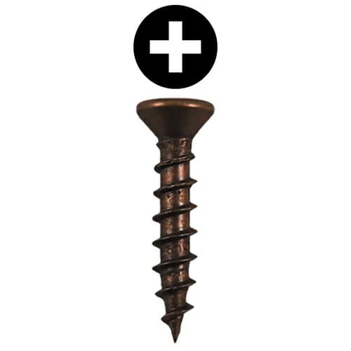 Quickscrews #6 Flat Head Phillips Drive Sharp Point Antique Brass Hinge and Drawer Slide Installation Screw