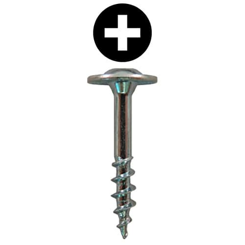 #8 x 1-1/4" Large Round Washer Head Drawer Front Adjusting Screws, Phillips Drive Coarse Thread and Sharp Point, Zinc, Box of 1 Thousand by Quickscrews