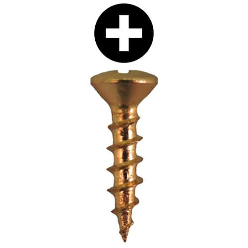 #6 x 5/8" Oval Head Hinge Edge Screws, Phillips Drive Coarse Thread and Sharp Point, Bright Brass, Box of 1 Thousand by Quickscrews