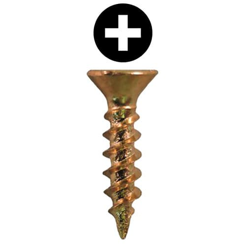 #6 x 5/8" Flat Head Drawer Slide Screws, Phillips Drive Coarse Thread and Sharp Point, Bright Brass, Box of 1 Thousand by Quickscrews