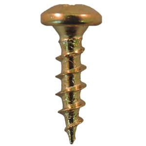 Quickscrews #8 Pan Head Phillips Drive Sharp Point Bright Brass Hinge and Drawer Slide Installation Screw