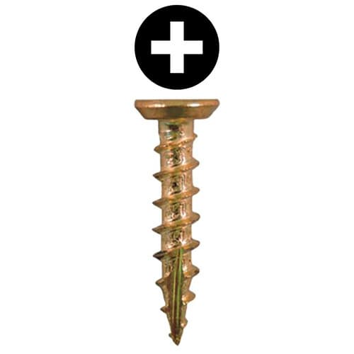 #6 x 3/4" Flat Head Undercut Screws, Phillips Drive Coarse Thread and Type 17 Auger Point, Bright Brass, Box of 1 Thousand by Quickscrews