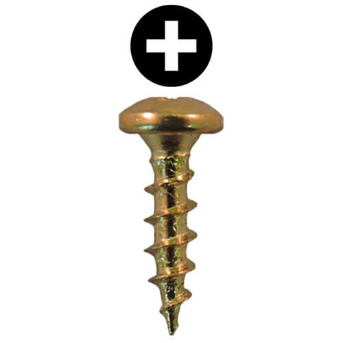 #8 x 5/8" Pan Head Hinge Edge Screws, Phillips Drive Coarse Thread and Sharp Point, Bright Brass, Box of 5 Thousand by Quickscrews