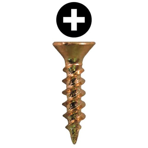 #5 x 1/2" Flat Head Hinge Edge Screws, Phillips Drive Twinfast Thread and Twinfast Point, Bright Brass, Box of 1 Thousand by Quickscrews