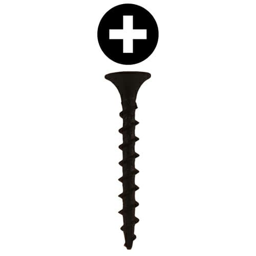 #6 x 1-1/2" Bugle Head Drywall Screws, Phillips Drive Coarse Thread and Sharp Point, Black, Box of 1 Thousand by Quickscrews