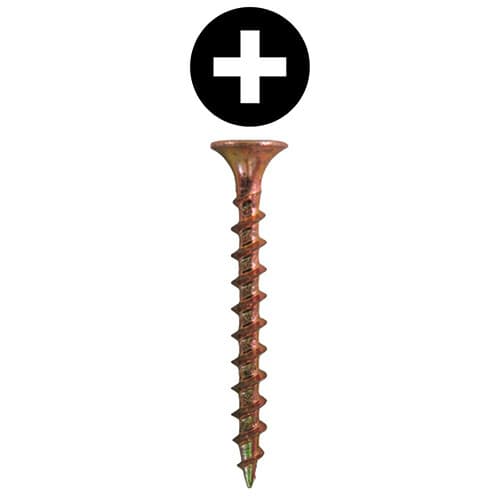 #6 x 1-1/2" Bugle Head Drywall Screws, Phillips Drive Coarse Thread and Sharp Point, Zinc Yellow, Box of 1 Thousand by Quickscrews