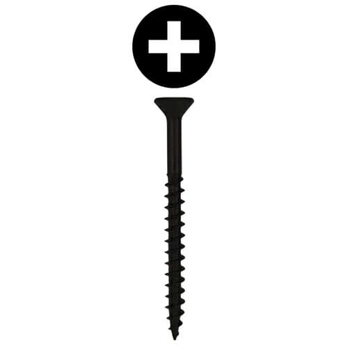 #8 x 2-1/4" Flat Head Assembly Screws, Phillips Drive Coarse Thread and Sharp Point, Black, Box of 3 Thousand by Quickscrews