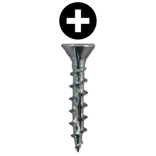 #8 x 1" Flat Head Assembly Screws, Phillips Drive Coarse Thread with Nibs and Double Auger Point, Zinc, Box of 11 Thousand by Quickscrews