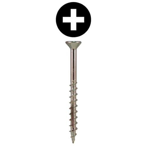 #8 x 1-5/8" Flat Head Assembly Screws, Phillips Drive Coarse Thread with Nibs and Double Auger Point, Zinc, Box of 6 Thousand by Quickscrews