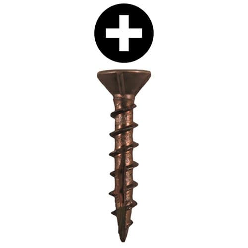 #8 x 1" Flat Head Assembly Screws, Phillips Drive Coarse Thread with Nibs and Double Auger Point, Plain, Box of 11 Thousand by Quickscrews