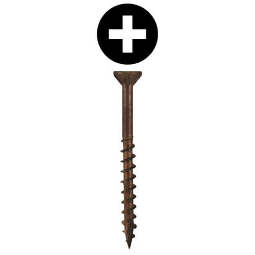 #10 x 4" Flat Head Assembly Screws, Phillips Drive Coarse Thread with Nibs and Double Auger Point, Plain, Box of Thousand by Quickscrews