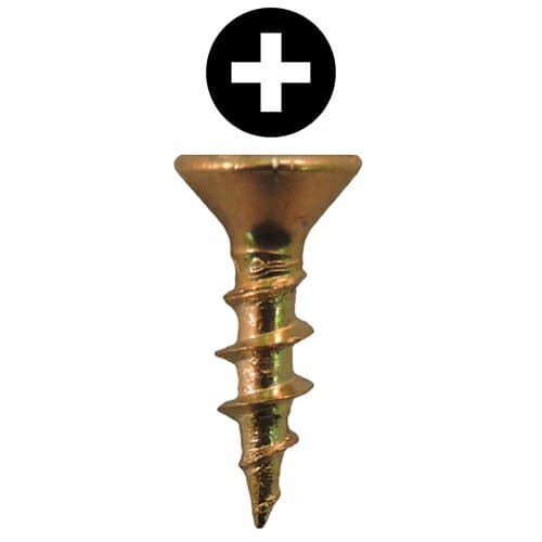 #8 x 5/8" Flat Head Hardware Screws, Phillips Drive Coarse Thread and Sharp Point, Bright Brass, Box of Hundred by Quickscrews