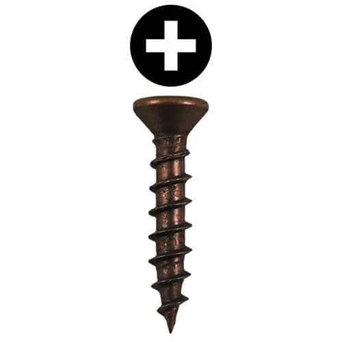 #5 x 1/2" Flat Head Drawer Slide Screws, Phillips Drive Coarse Thread and Sharp Point, Antique Brass, Box of Hundred by Quickscrews