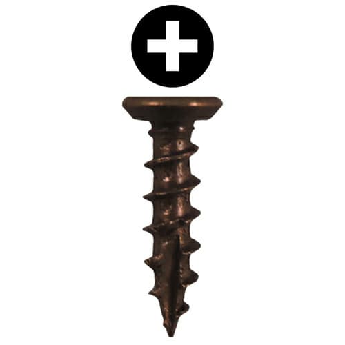 #6 x 5/8" Flat Head Undercut Screws, Phillips Drive Coarse Thread and Type 17 Auger Point, Antique Brass, Box of Hundred by Quickscrews