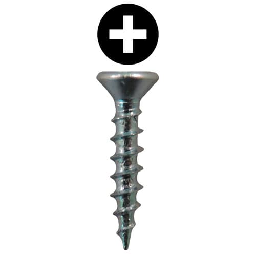 #8 x 1" Flat Head Assembly Screws, Phillips Drive Coarse Thread and Sharp Point, Zinc, Box of Hundred by Quickscrews