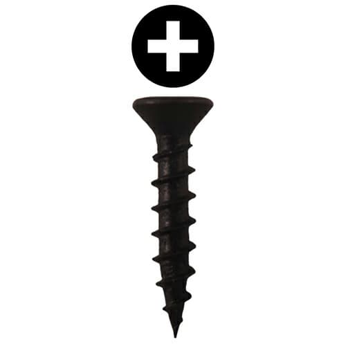 #6 x 3/4" Flat Head Drawer Slide Screws, Phillips Drive Coarse Thread and Sharp Point, Black, Box of Hundred by Quickscrews