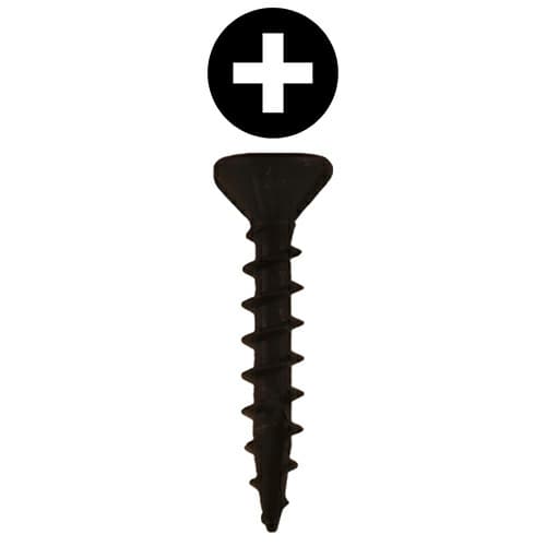 #8 x 1" Flat Head Assembly Screws, Phillips Drive Coarse Thread and Sharp Point, Black, Box of Hundred by Quickscrews