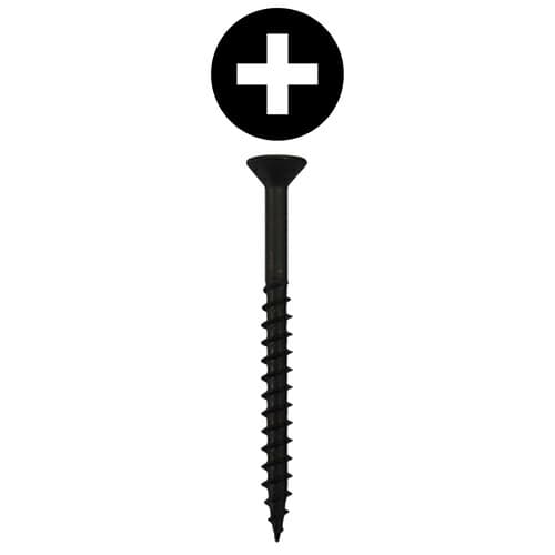 #8 x 1-1/4" Flat Head Assembly Screws, Phillips Drive Coarse Thread and Sharp Point, Black, Box of Hundred by Quickscrews