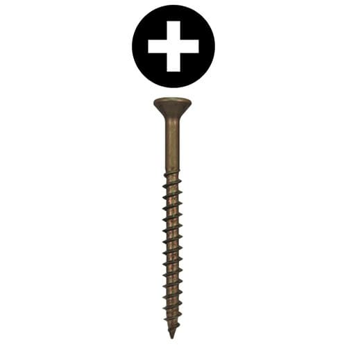 #8 x 3" Flat Head Assembly Screws, Phillips Drive Coarse Thread and Sharp Point, Plain, Box of Fifty by Quickscrews