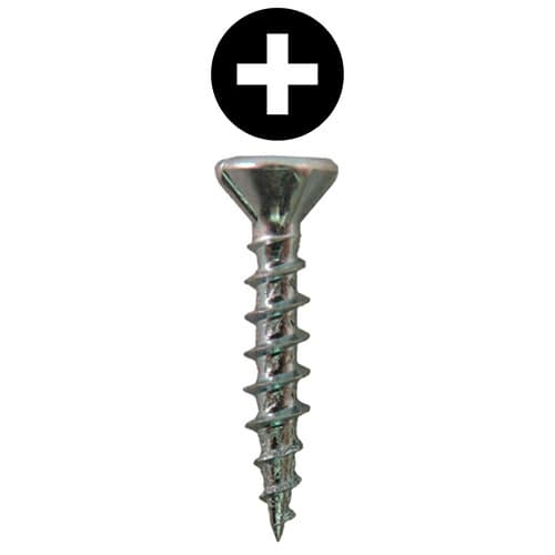 #8 x 1" Flat Head Assembly Screws, Phillips Drive Coarse Thread with Nibs and Sharp Point, Zinc, Box of Hundred by Quickscrews