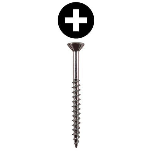 #8 x 2" Flat Head Assembly Screws, Phillips Drive Coarse Thread with Nibs and Sharp Point, Zinc, Box of Hundred by Quickscrews