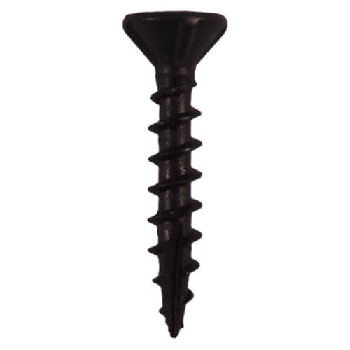 #8 x 1-1/4" Flat Head Assembly Screws, Square/Phillips Drive Coarse Thread with Nibs and Type 17 Auger Point, Black, Box of Hundred by Quickscrews