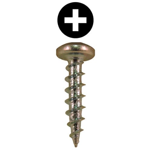 #8 x 3/4" Pan Head Hinge Edge Screws, Phillips Drive Coarse Thread and Sharp Point, Zinc, Box of Hundred by Quickscrews